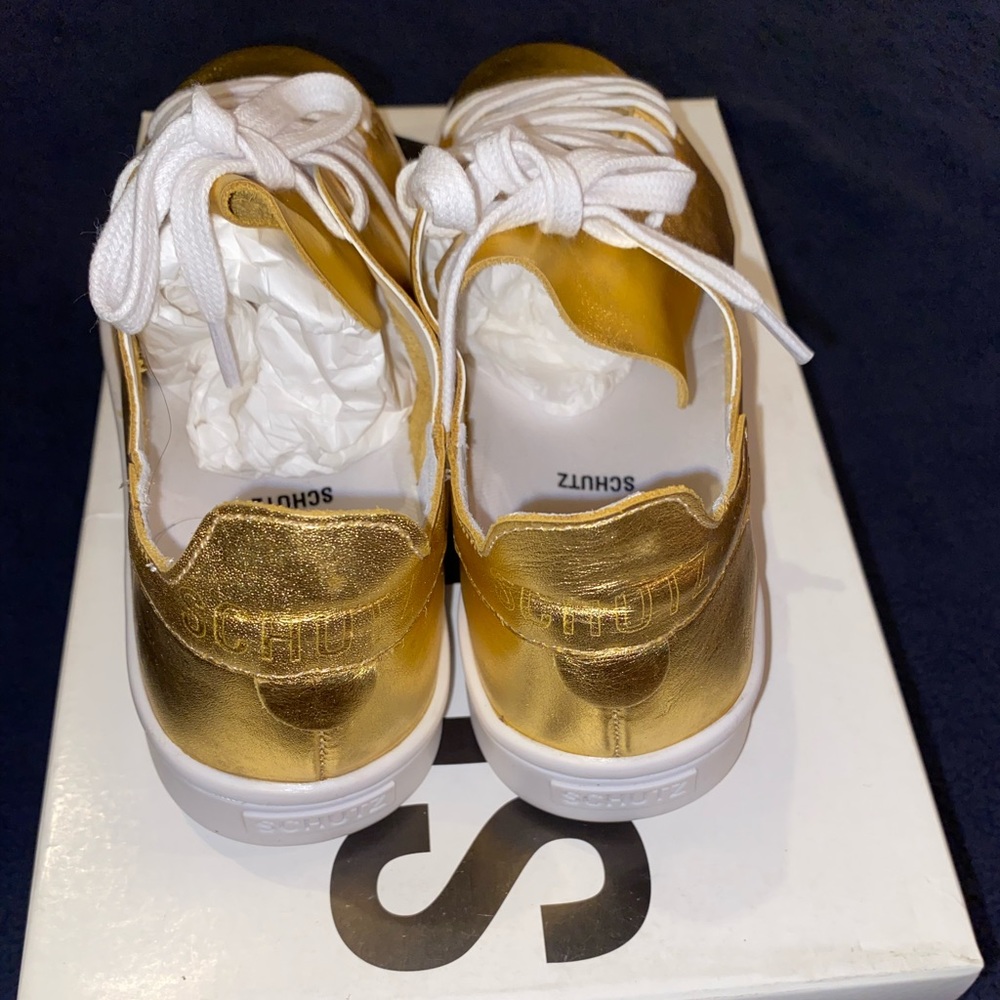 Schutz Metallic Gold Sneaker! Size 5